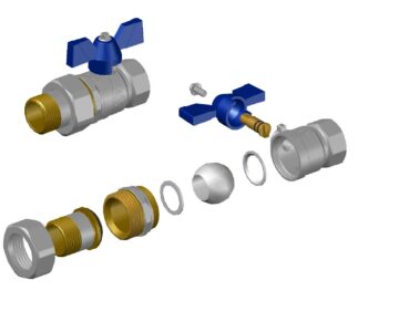 3D модель Шаровый кран FIV 3/4 со сгоном, сборка