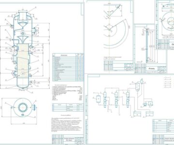 Чертеж Проект трёхкорпусной вакуум-выпарной установки производительностью 21200 кг/час