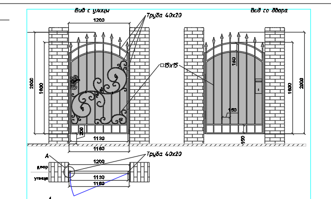 Чертеж Калитка кованая