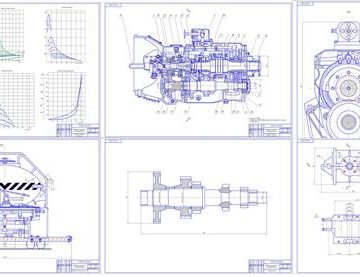 Чертеж Коробка передач и левая коробка отбора мощности автогудронатора