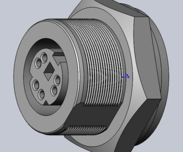 3D модель Розетка PS-2, крепление на панель