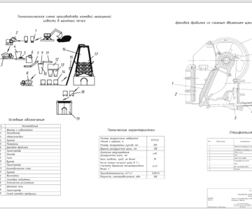 Чертеж Производство комовой негашеной извести в шахтных печах