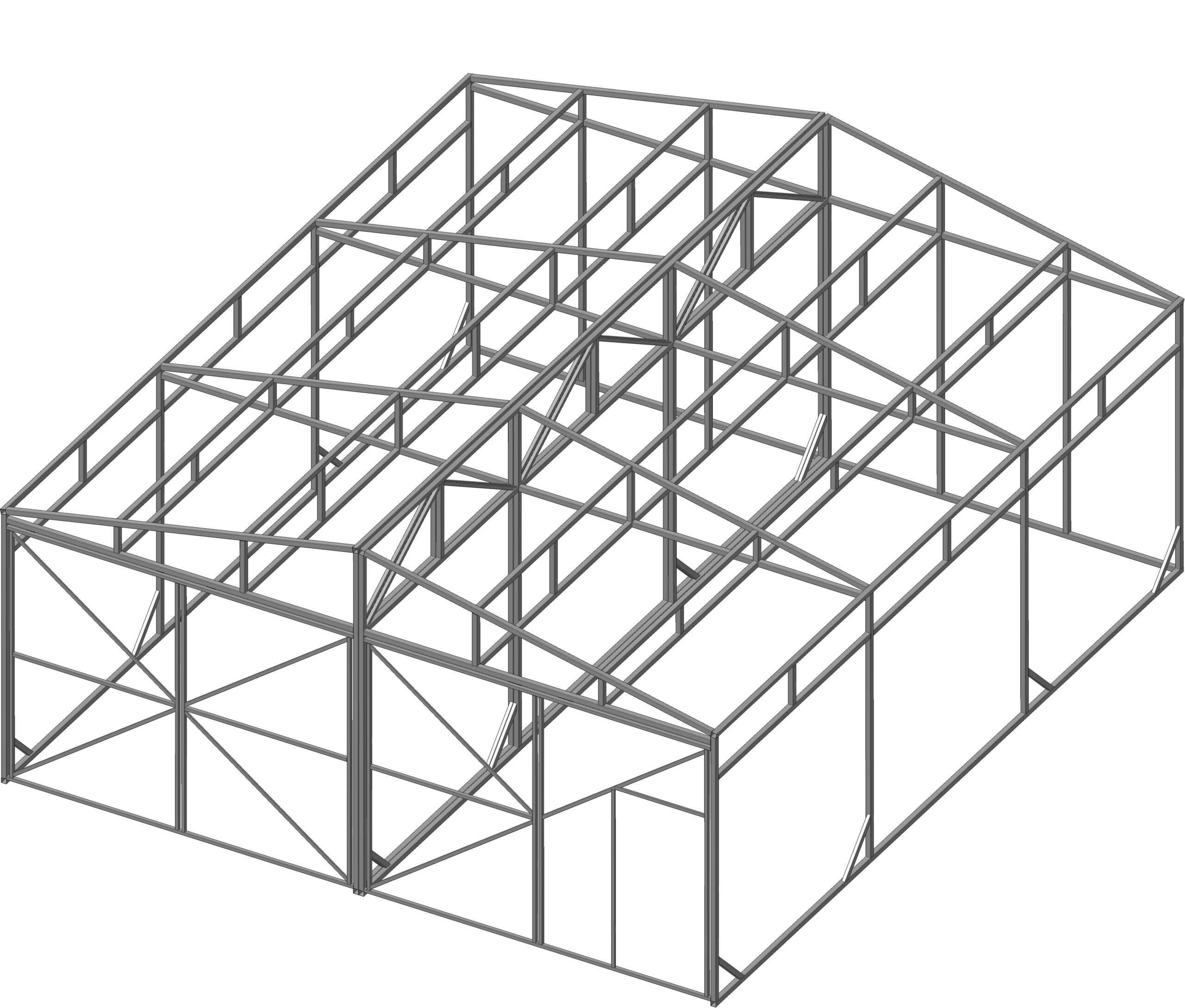 3D модель Металлокаркас ангар размером 9,0 х 8,0 х 4,0 м
