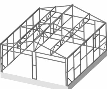 3D модель Металлокаркас гаража на два автомобиля под утепление сэндвич панелью размер 6,0 х 7,0 х 3,5 м