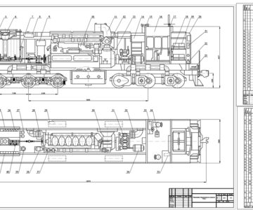 Чертеж Размещение оборудования на тепловозе ТЭМ2