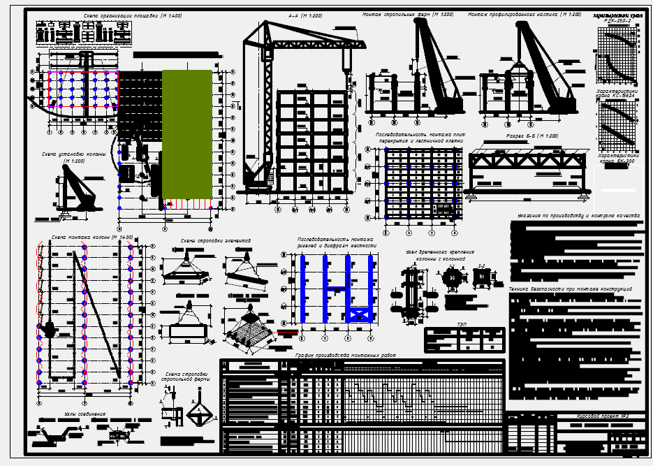 Чертеж Курсовая работа на тему " Монтаж строительных конструкций"