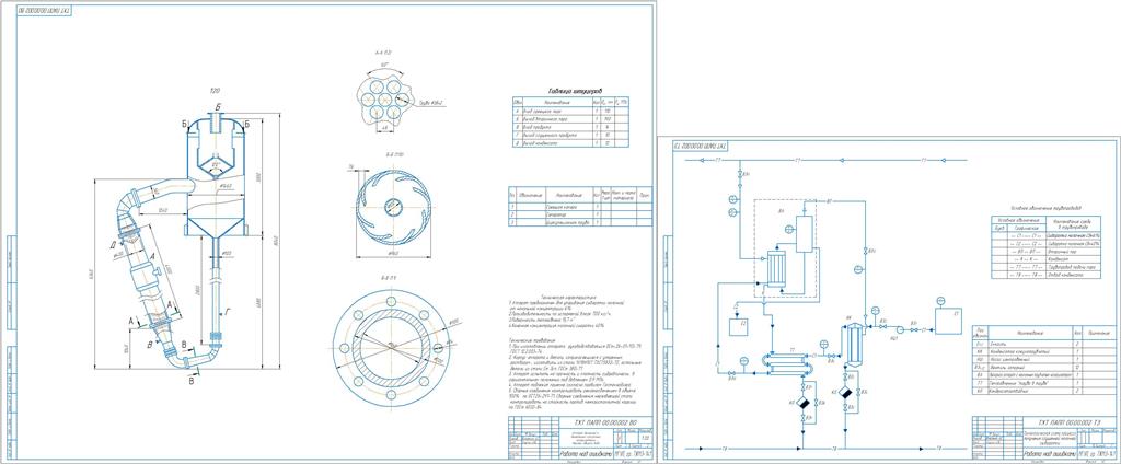 Чертеж Расчет однокорпусного вакуум выпарного аппарата