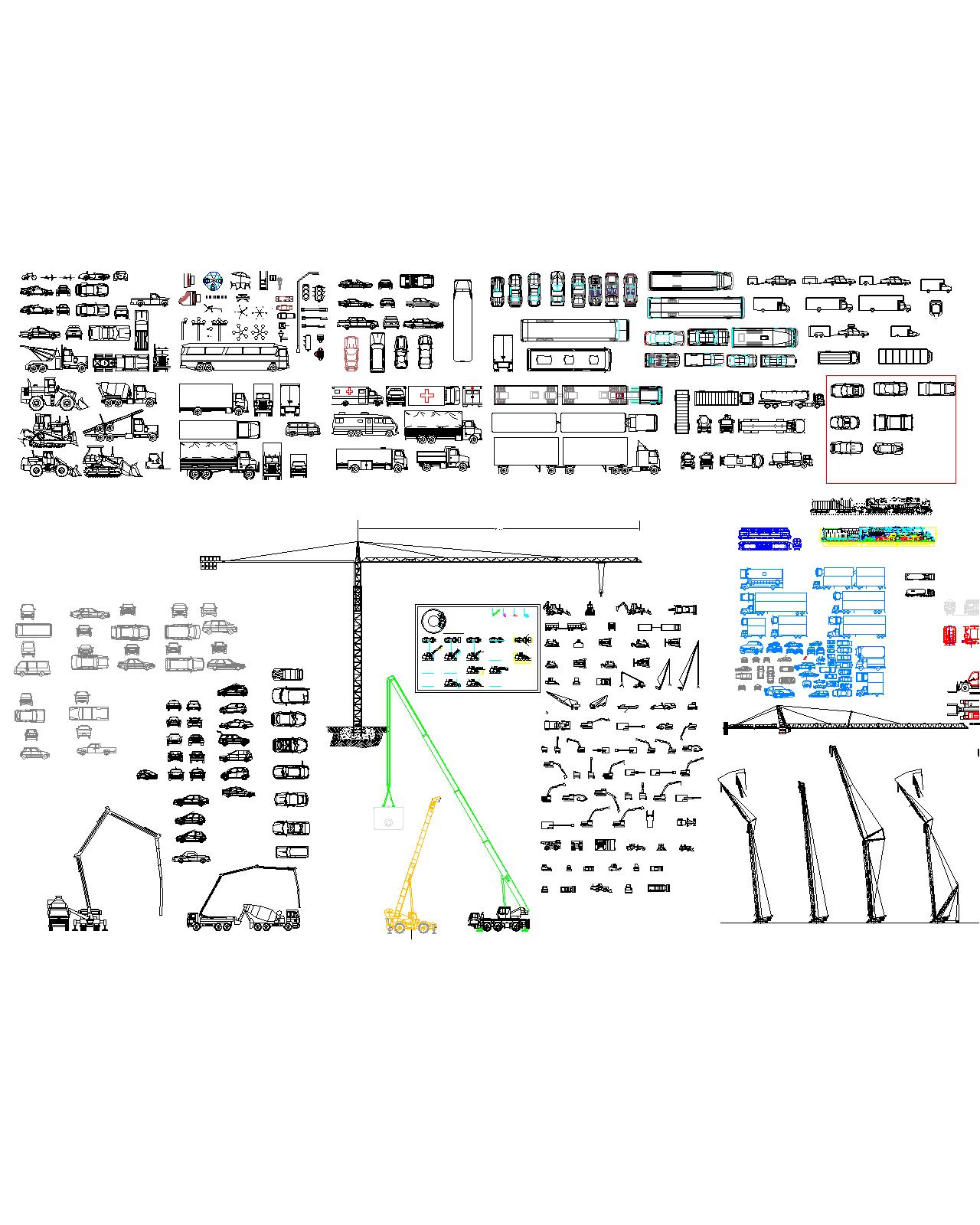 Чертеж Набор блоков AutoCAD транспорт