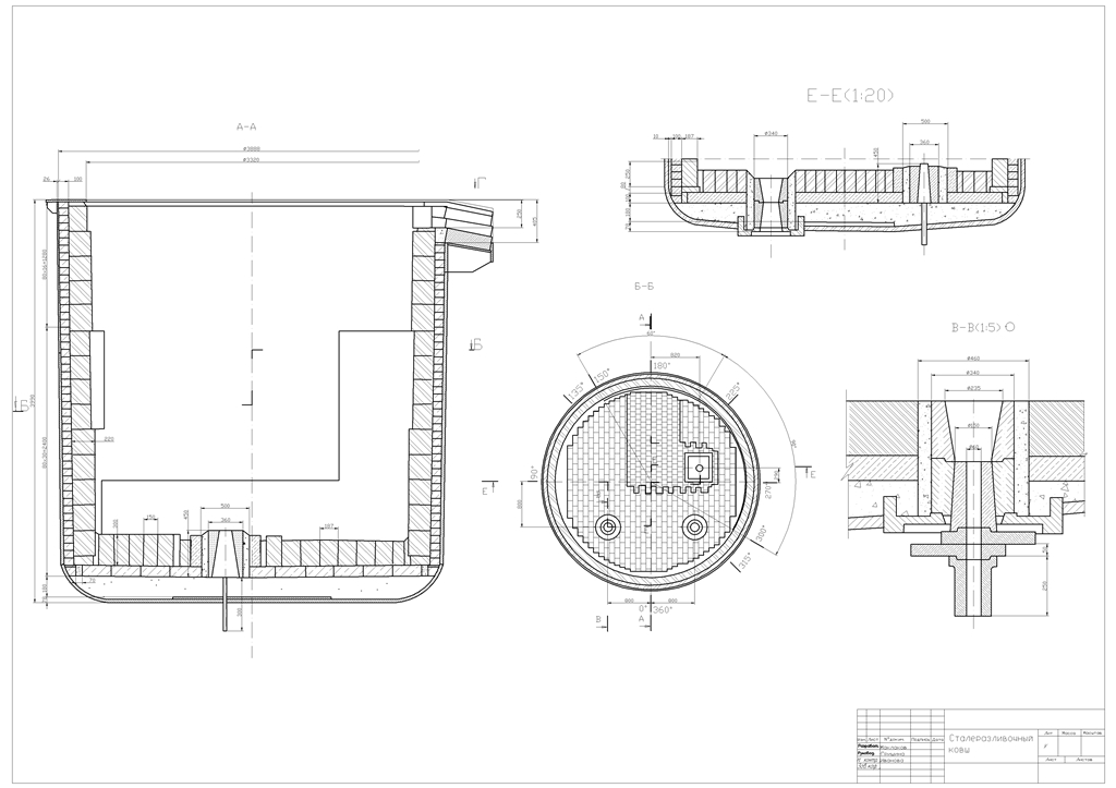 3D модель Чертеж сталеразливочного ковша 150 тонн