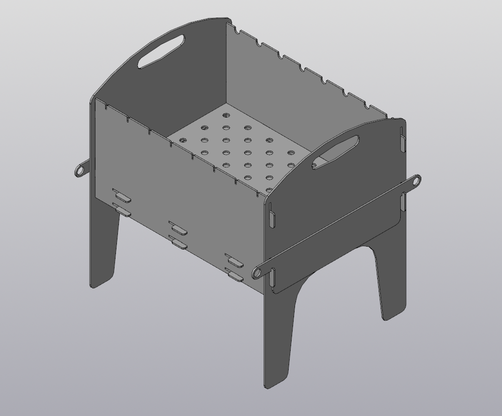 3D модель Разборный закрытый мангал с задвижками