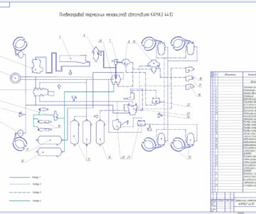 Чертеж Тормозная система КАМАЗ 4410