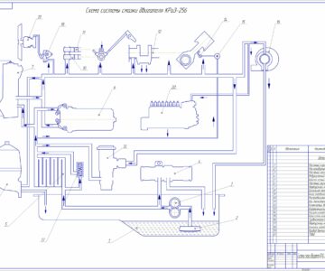 Чертеж Система смазки двигателя КРАЗ-256