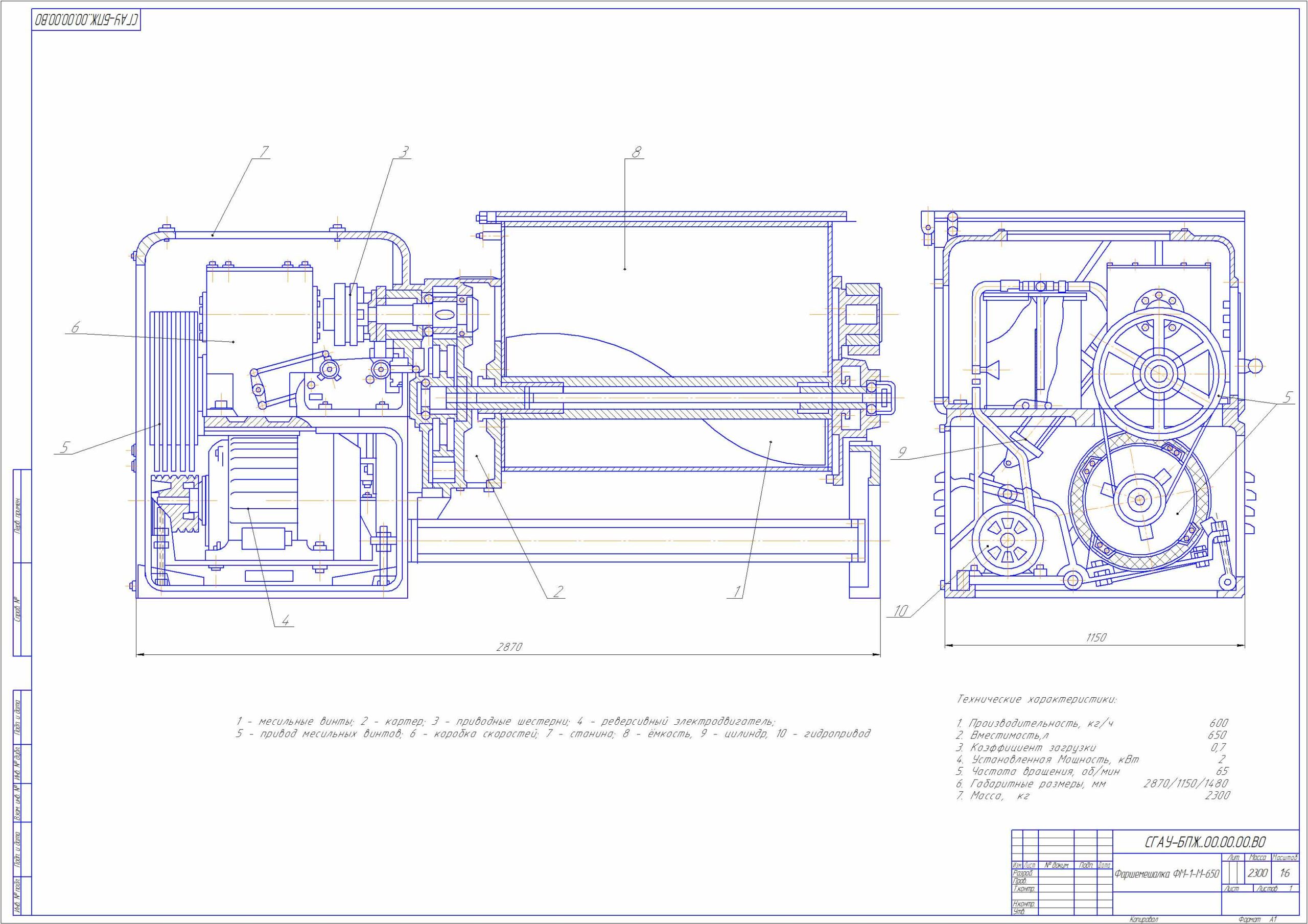 Чертеж Фаршемешалка ФМ-1-М-650