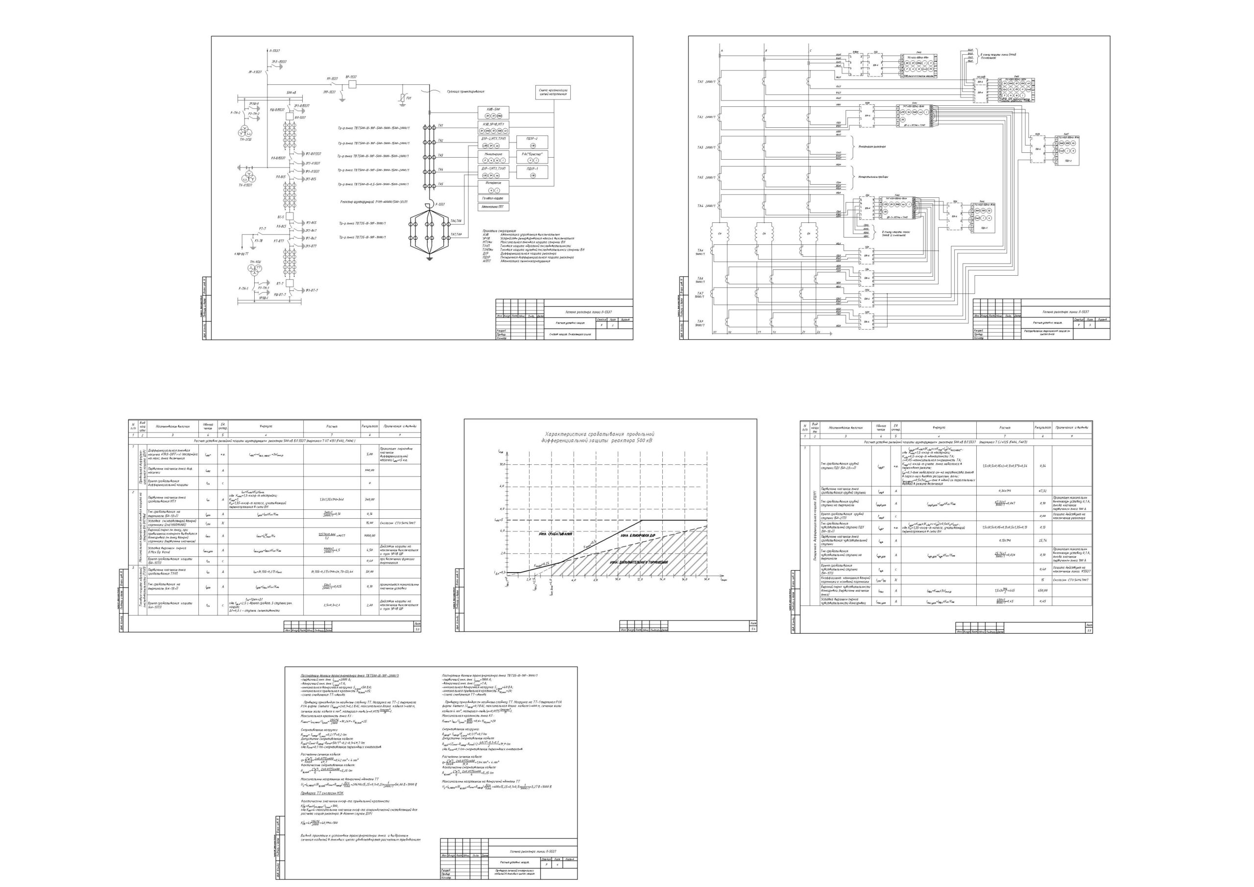 Чертеж Расчет релейной защиты шунтирующего реактора линии 500 кВ