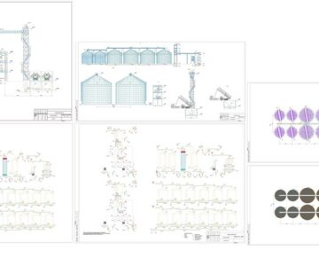 Чертеж Зерновой элеватор вместимостью 66676 м3