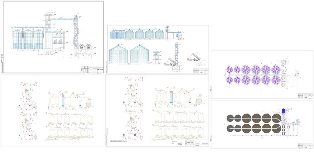 Чертеж Зерновой элеватор вместимостью 66676 м3