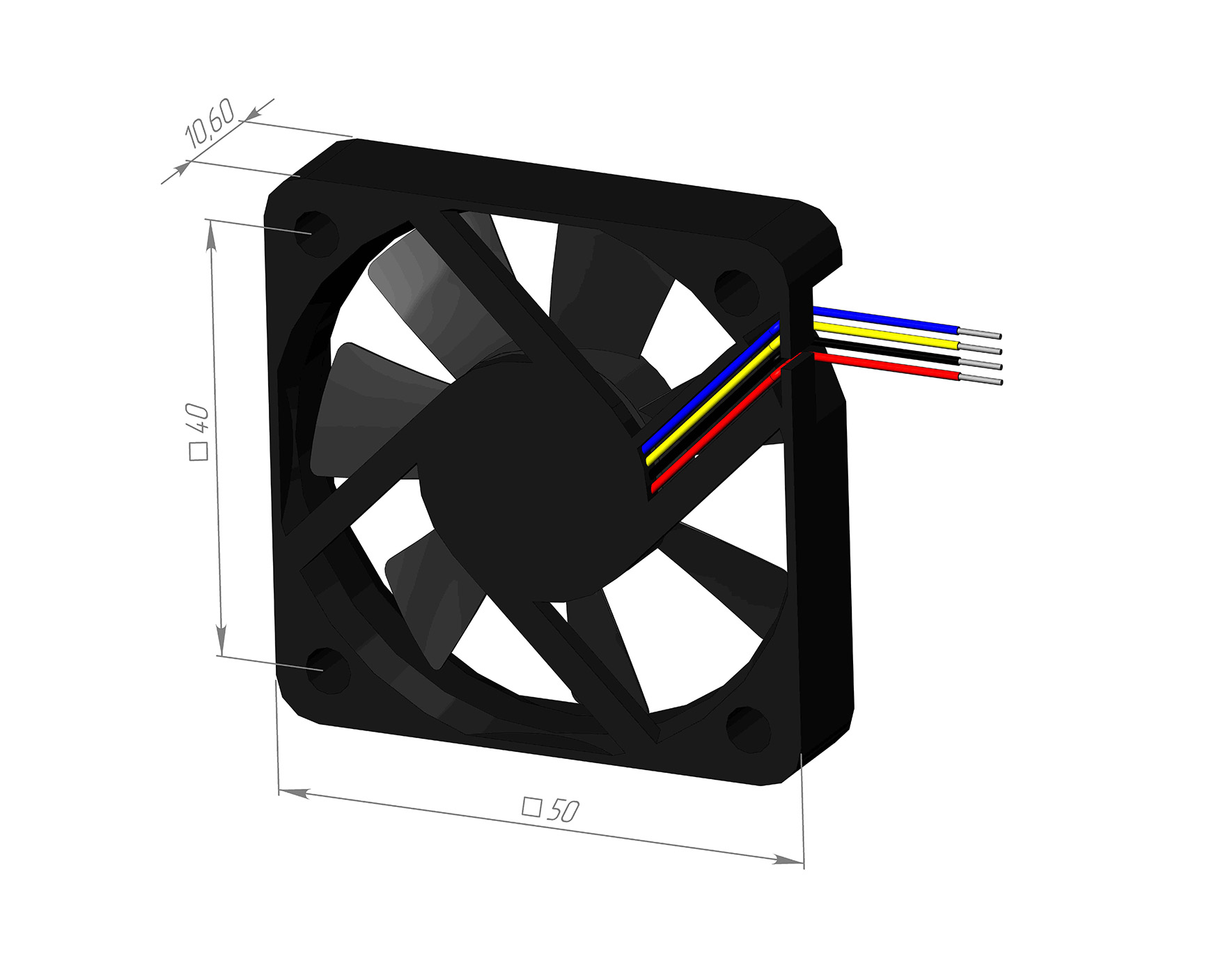 3D модель Вентилятор (кулер) cfm-5010-13-22 50х50