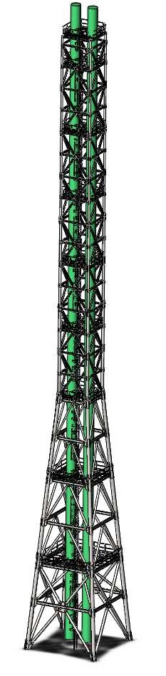 3D модель Модель дымовой трубы 80 метров (Solid Works)