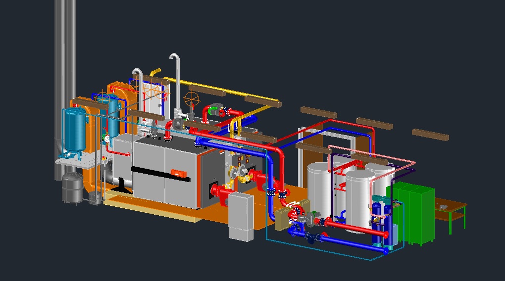 3D модель Котельная с котлами Vitoplex 100