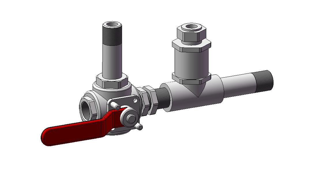 3D модель 3 ходовой клапан CCV 2050 c PRV 2050