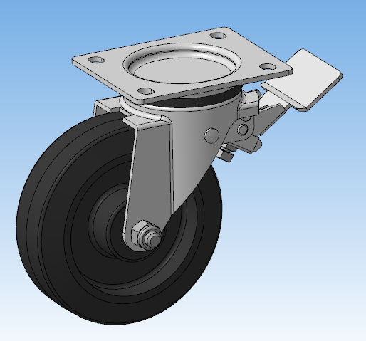 3D модель Опора колесная поворотная с тормозом 160