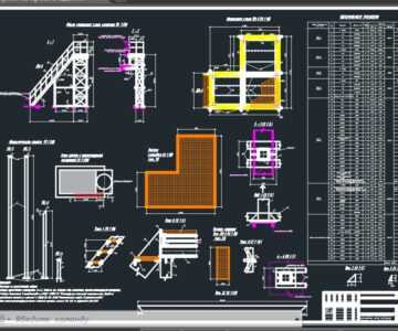 Чертеж Лестница для обслуживания оборудования на кровле здания