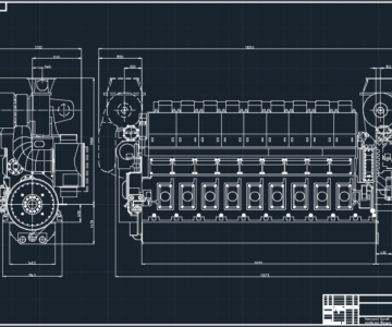 3D модель Чертеж двигателя Wartsila NSD 9L46D