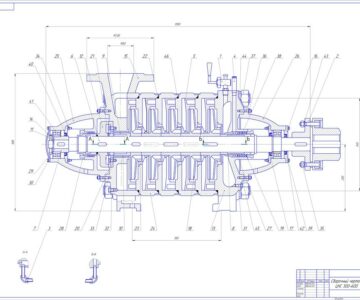 Чертеж Насос ЦНС 300-600 чертеж в разрезе