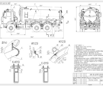 Чертеж Машина вакуумная на шасси Камаз-65115