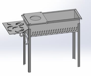 3D модель Мангал с котелком ДВШ