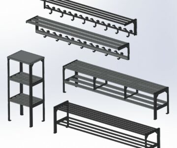 3D модель Вешалка для одежды и подставка для обуви