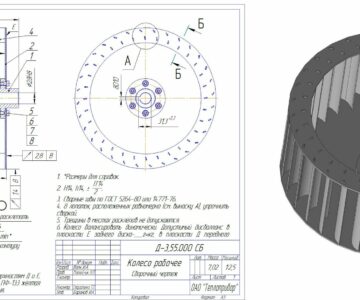 3D модель Рабочее колесо промышленного дымососа д-3,55