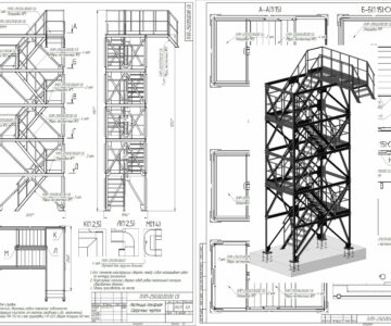 3D модель Лестница пожарная цельносварная