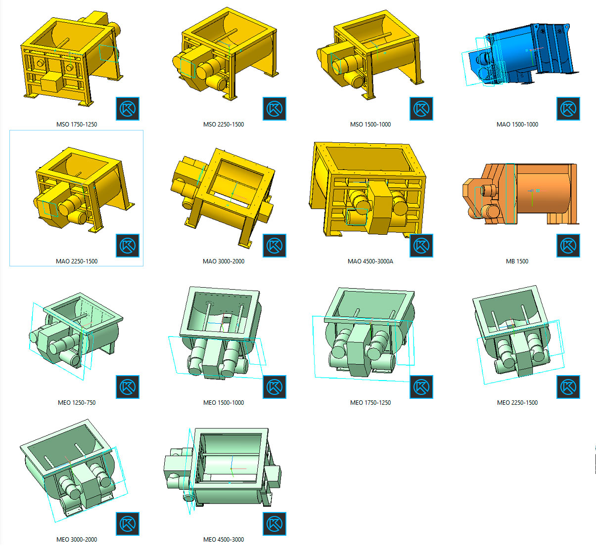 3D модель Бетоносмесители габаритные MSO / MEO / MAO