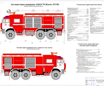 Чертеж Пожарный автомобиль АЦ4,0-70-Камаз-43118