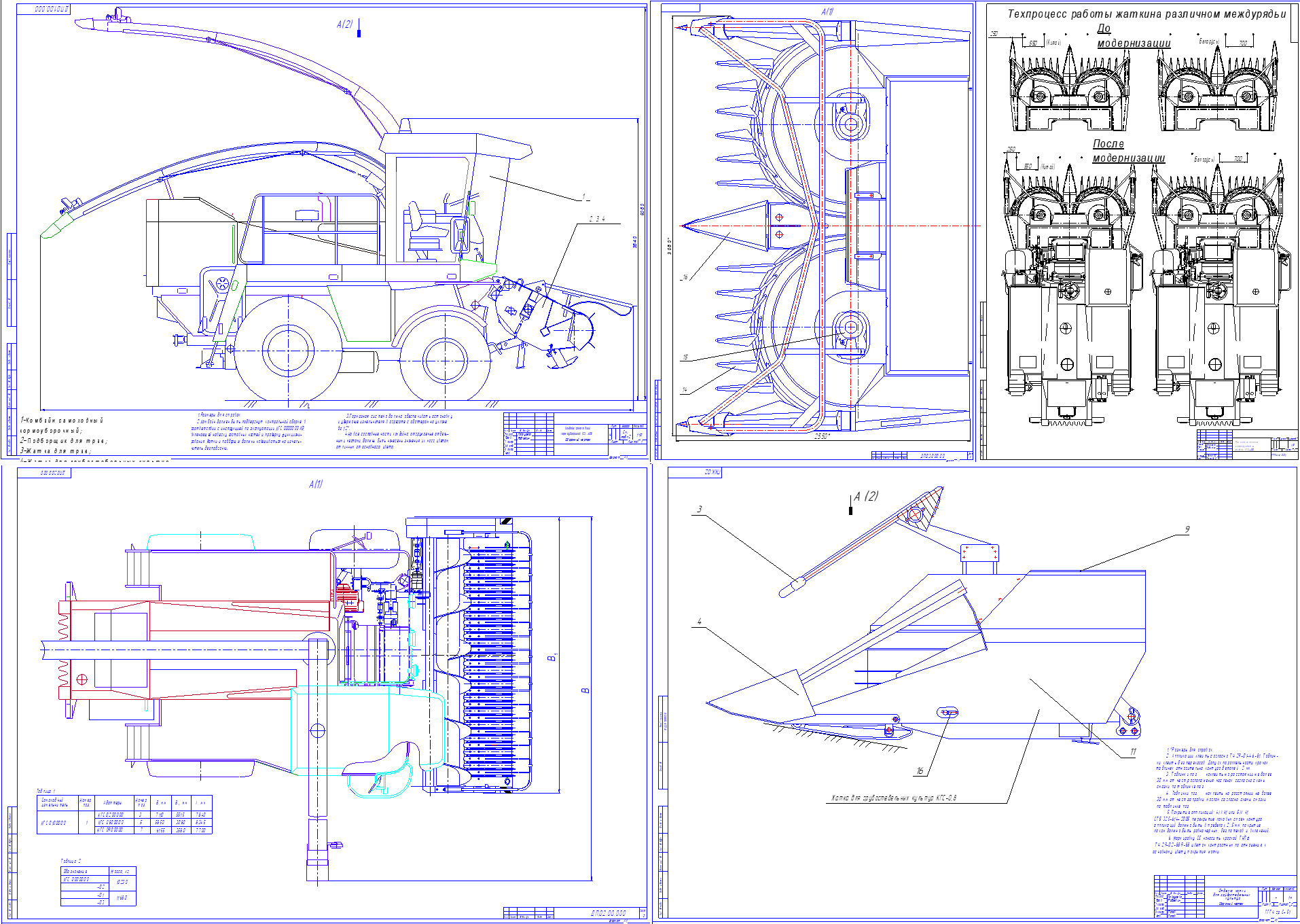 Чертеж Модернизация жатки КГС-08 с целью расширения возможности ее работы на различных фонах