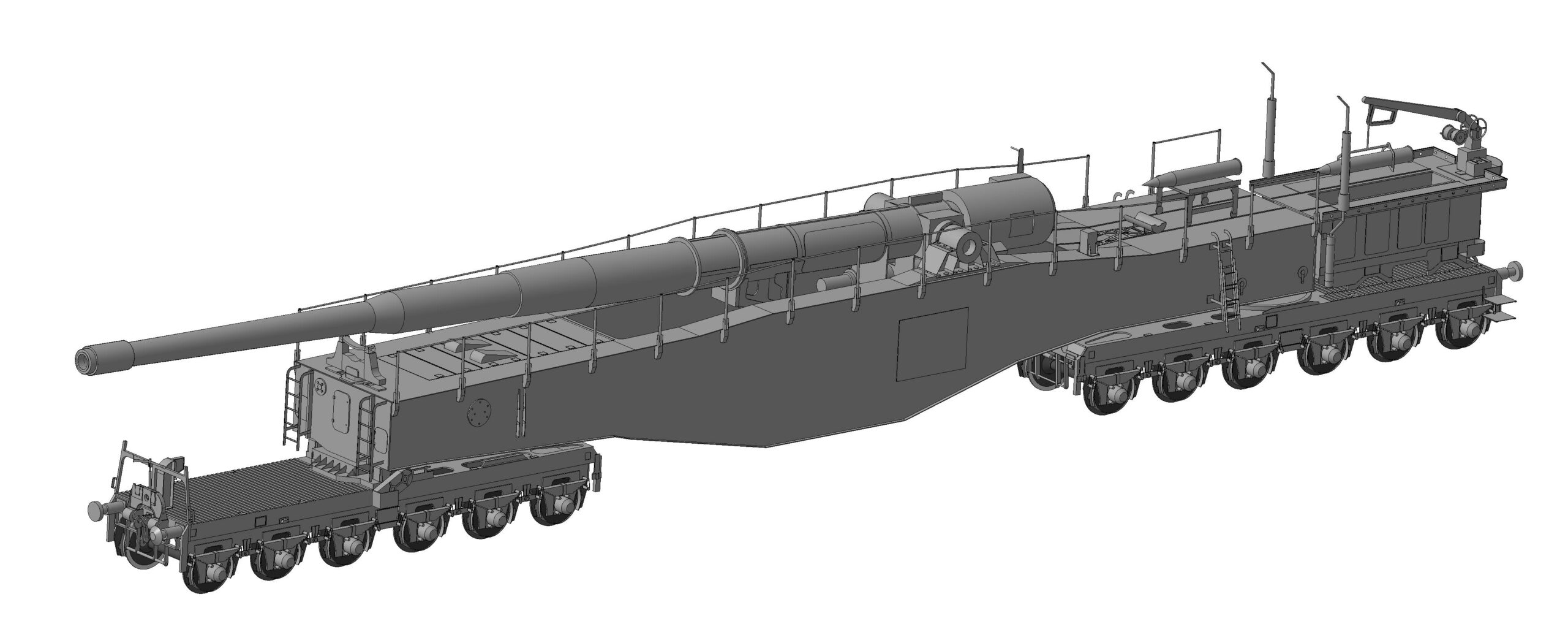3D модель Немецкое 280-мм железнодорожное орудие K5(E) "Леопольд"