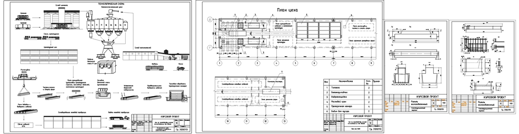 Чертеж Разработка технологического регламента на изготовление железобетонных ригелей для зданий