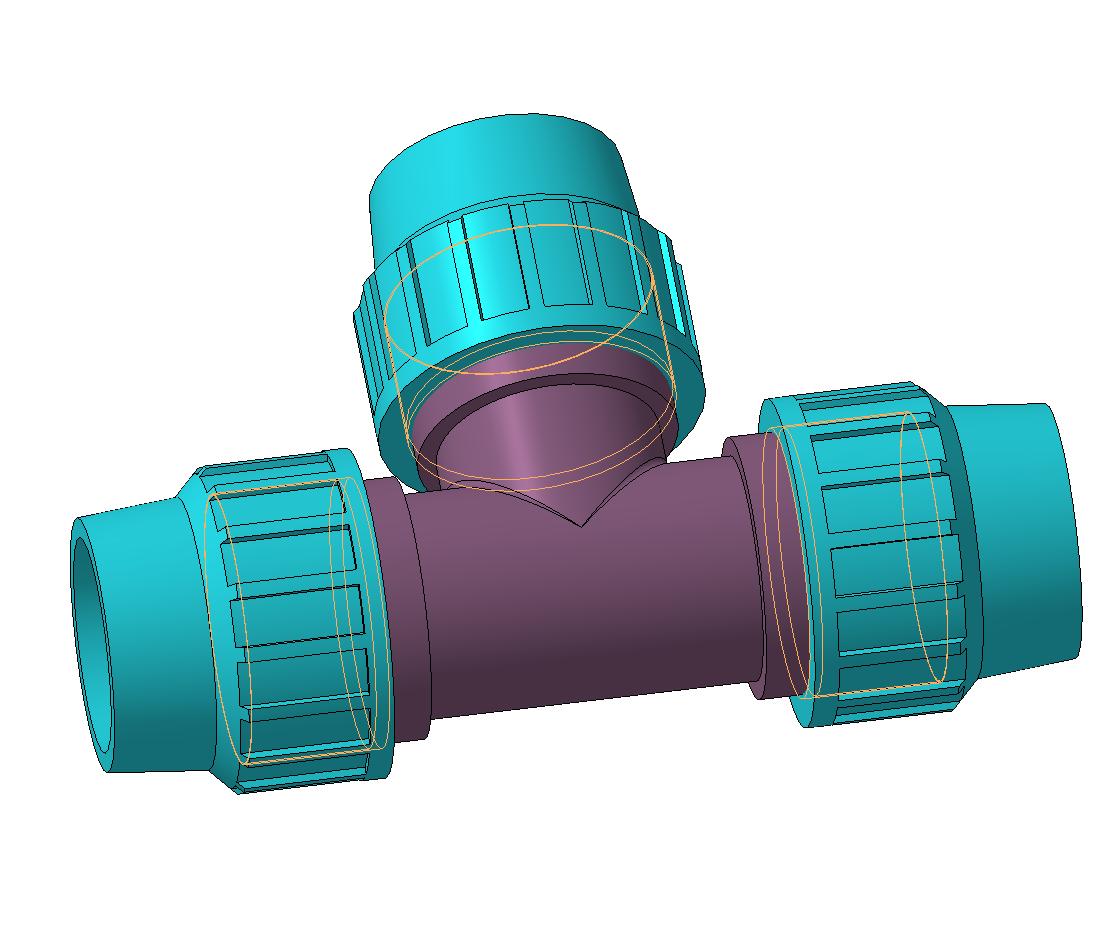 3D модель Тройник Ду100 для труб ПНД