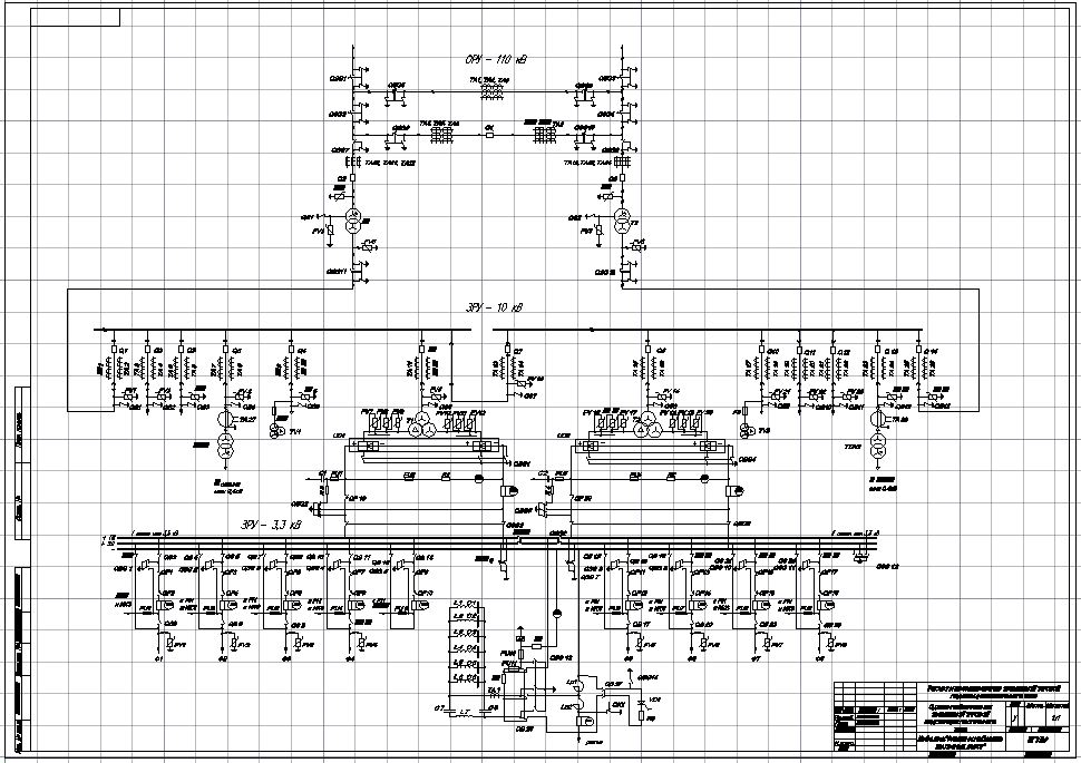 Чертеж Расчет и проектирование тяговой подстанции постоянного тока
