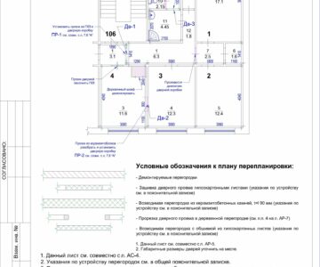 Чертеж Перепланировка коммунальной квартиры  г. Магадан