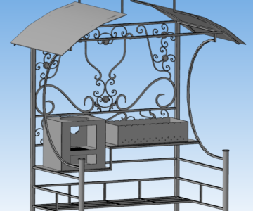 3D модель Мангал с навесом и печкой под казан