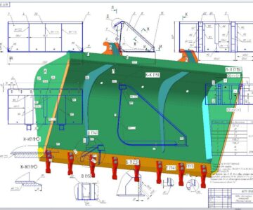 3D модель Ковш для погрузчика Dieci 3.7, Объем 1м.куб. Модель и чертежи.