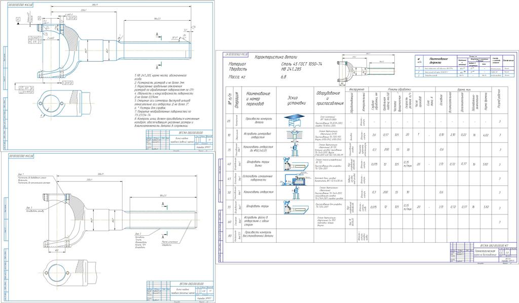 Чертеж Разработка технологического процесса восстановления детали "Вилки кардана переднего ГАЗ-3302 Газель"