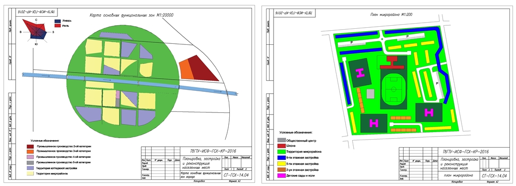 Чертеж Планировка, застройка и реконструкция населенных мест