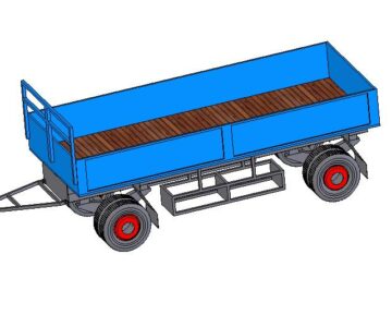 3D модель Прицеп транспортный бортовой 2-х осный 8332-0000020