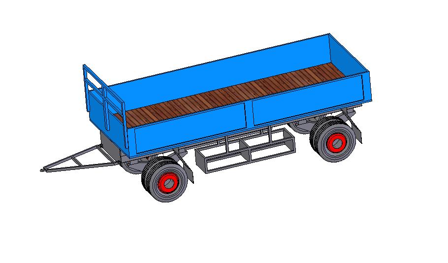 3D модель Прицеп транспортный бортовой 2-х осный 8332-0000020