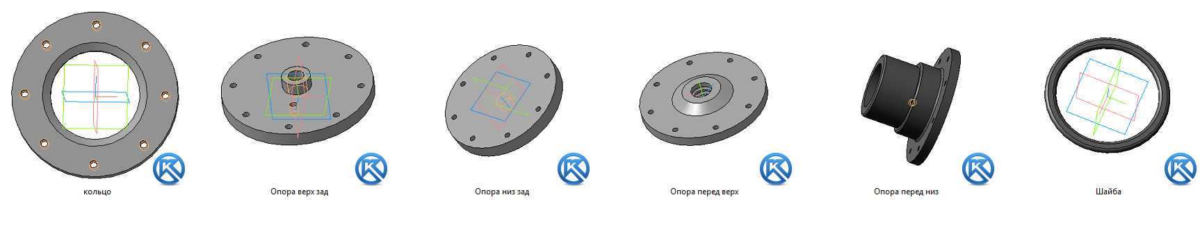 3D модель Комплект крепежа пневмоподушки RUBENA 130*3 для VW GOLF 4