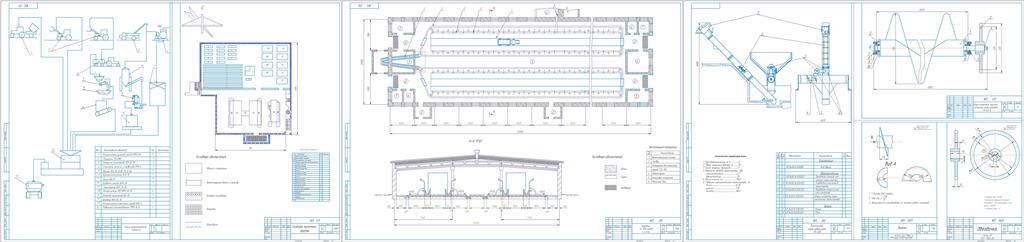 Чертеж Разработка процесса приготовления и раздачи кормов на молочной ферме 400 голов привязного содержания в двух помещениях с узкими кормовыми проходами с разработкой транспортера корнеклубнеплодов ТК-5,0