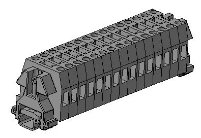 3D модель Блок зажимов 15шт на DIN-рейке